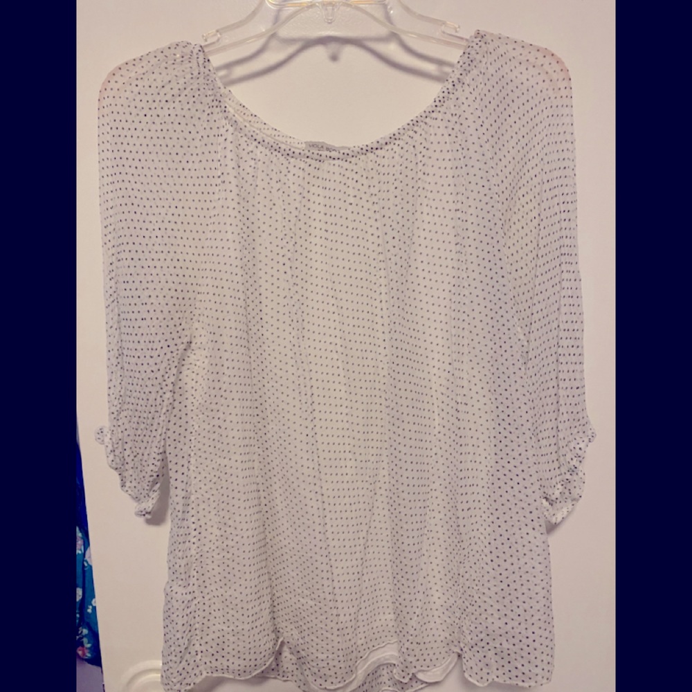 White black polka dot silk top made in Italy